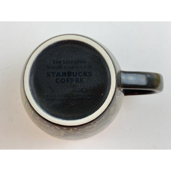 Starbucks Coffee - Brown Mug Gold Design - 12 oz - New Bone China - 2011 Diamond - Picture 6 of 9